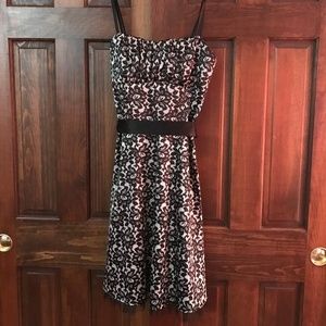 Satin Cocktail dress w/ peeking black tulle -sz 10